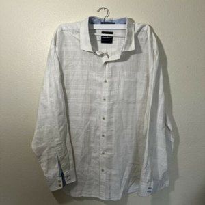 Tommy Bahama 2XLB White Button Down Dress Shirt Textured Squares